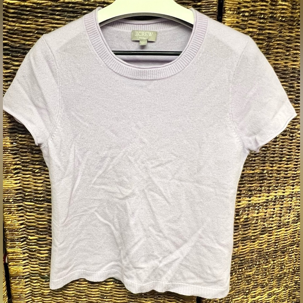 J. Crew - Women's Cashmere Light Purple Short Sleeve Sweater, Large